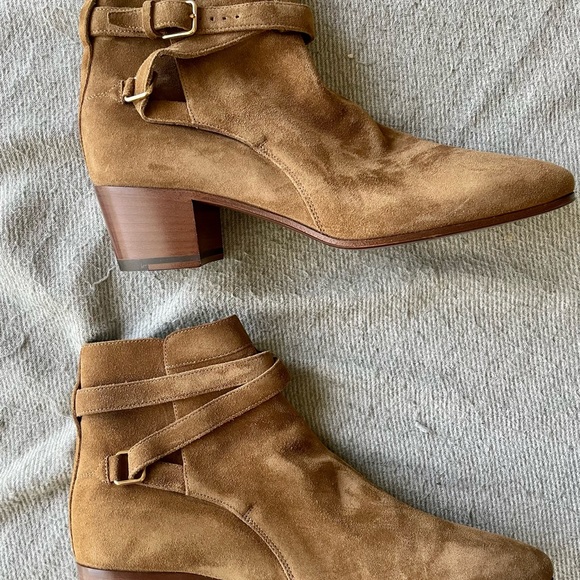 SAINT LAURENT Blake Jodhpur Suede Buckle Ankle Boots - Picture 6 of 9